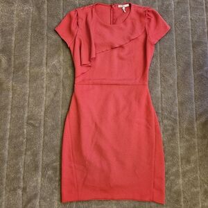 Maje Fanny ruffle trim sheath dress